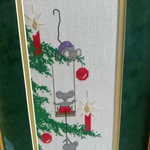 Vintage Christmas cross stitch mice picture - Picture 2 of 5